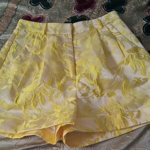 Amanda Uprichard Yellow Floral High Waist Shorts